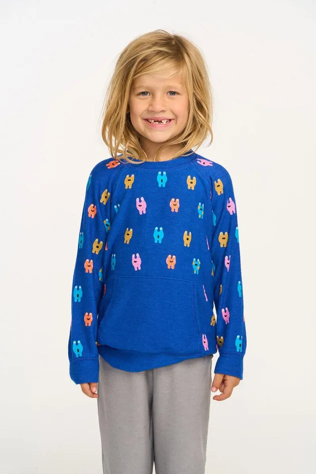 Kids Chaser Brand Boys Funny Monsters Kanga Pocket Pullover