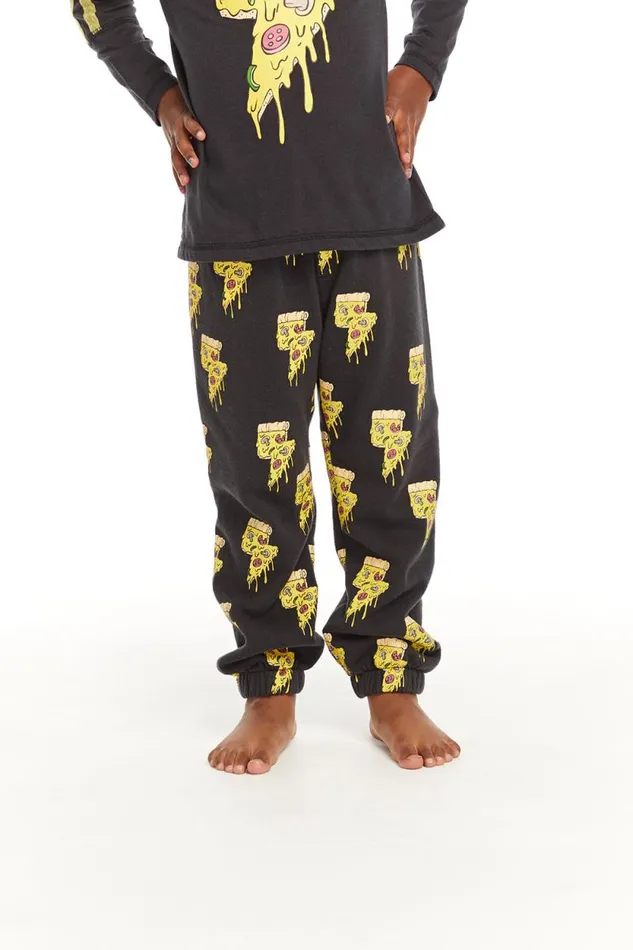 Kids Chaser Brand Boys Lightning Pizzas Cotton Fleece Pants