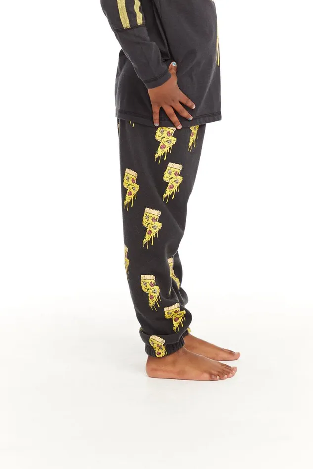 Kids Chaser Brand Boys Lightning Pizzas Cotton Fleece Pants