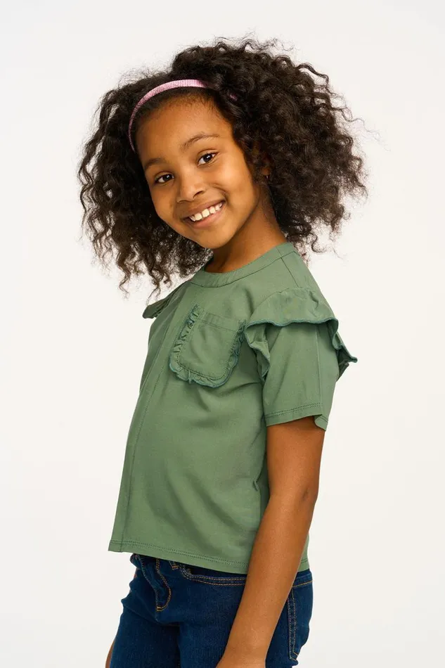 Kids Chaser Brand Girls Anise Dark Forest Ruffle Top
