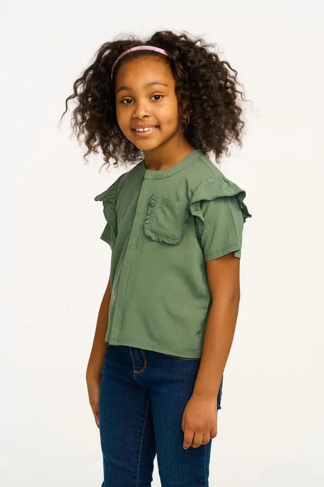 Kids Chaser Brand Girls Anise Dark Forest Ruffle Top
