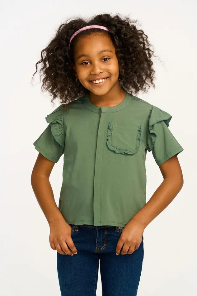 Kids Chaser Brand Girls Anise Dark Forest Ruffle Top