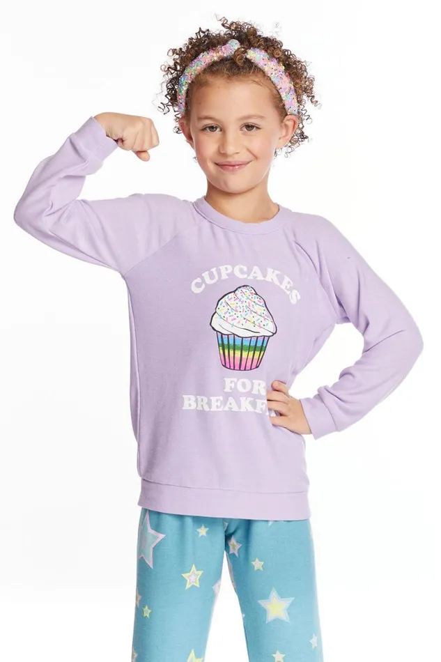 Kids Chaser Brand Girls Cupcakes For Breakfast Girls Pullover