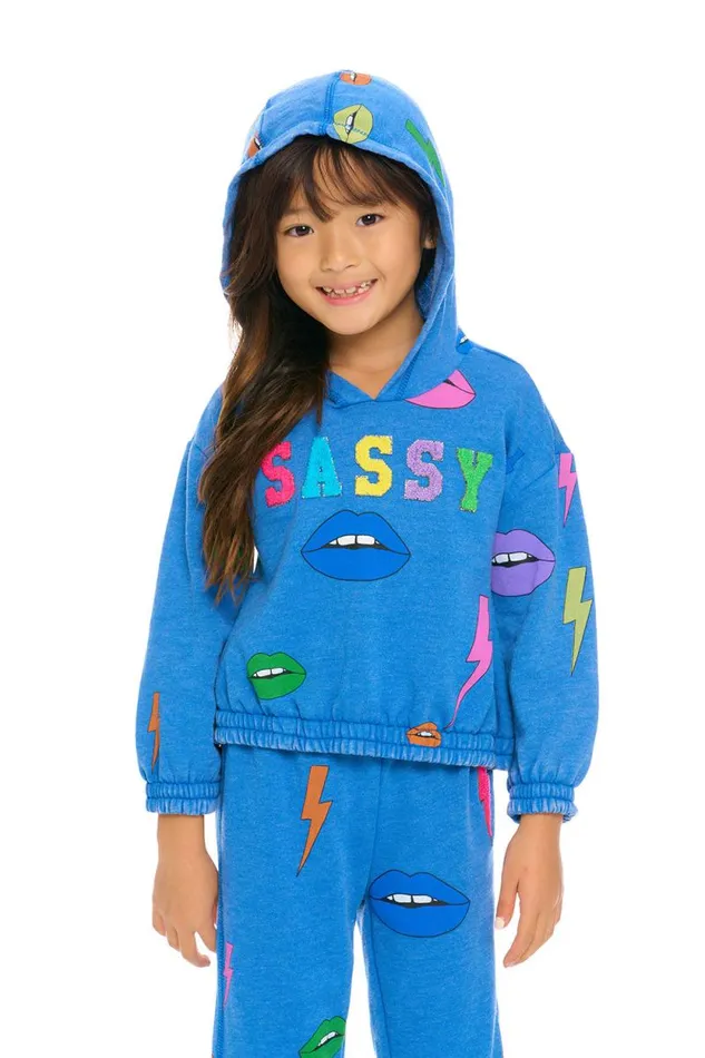Kids Chaser Brand Girls Lips and Bolts Hoodie