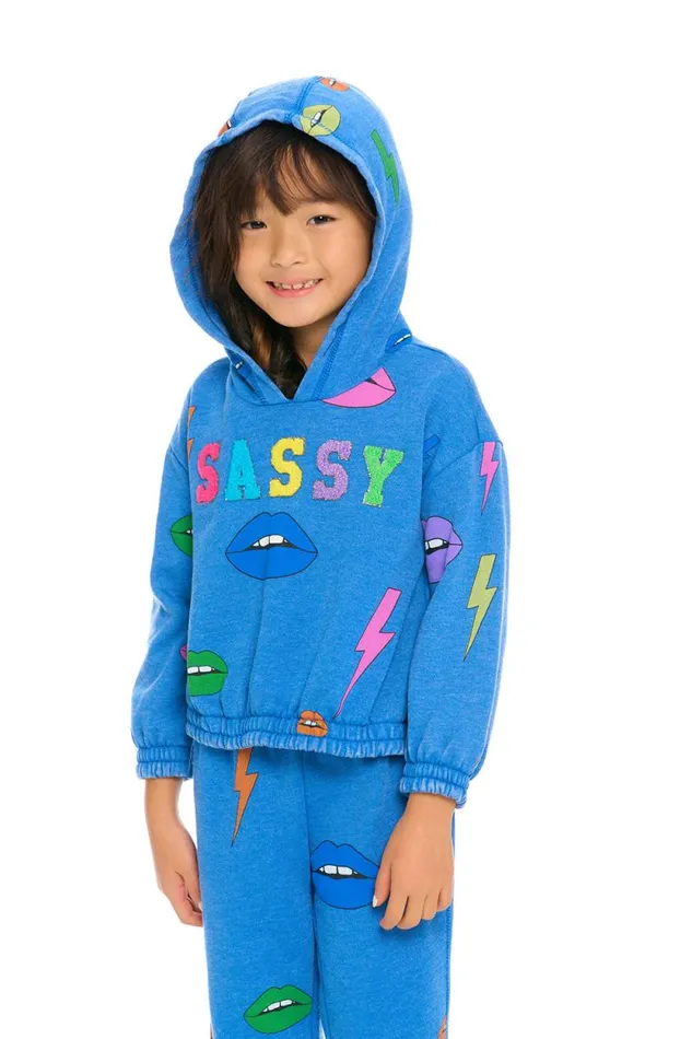 Kids Chaser Brand Girls Lips and Bolts Hoodie