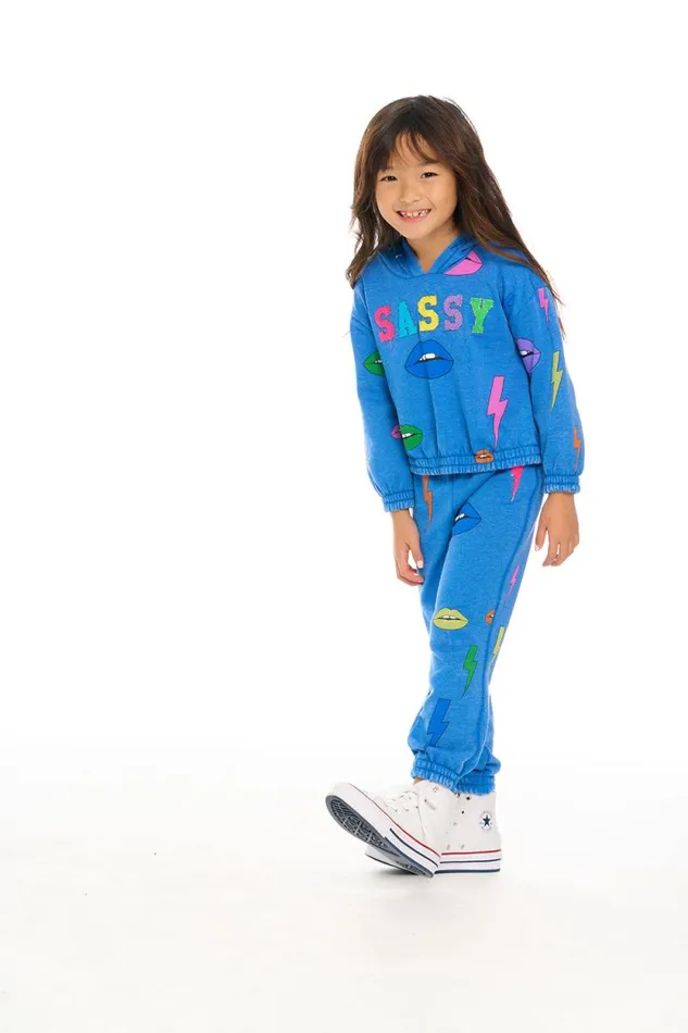 Kids Chaser Brand Girls Lips and Bolts Hoodie