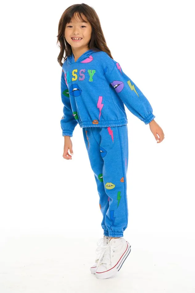 Kids Chaser Brand Girls Lips and Bolts Hoodie