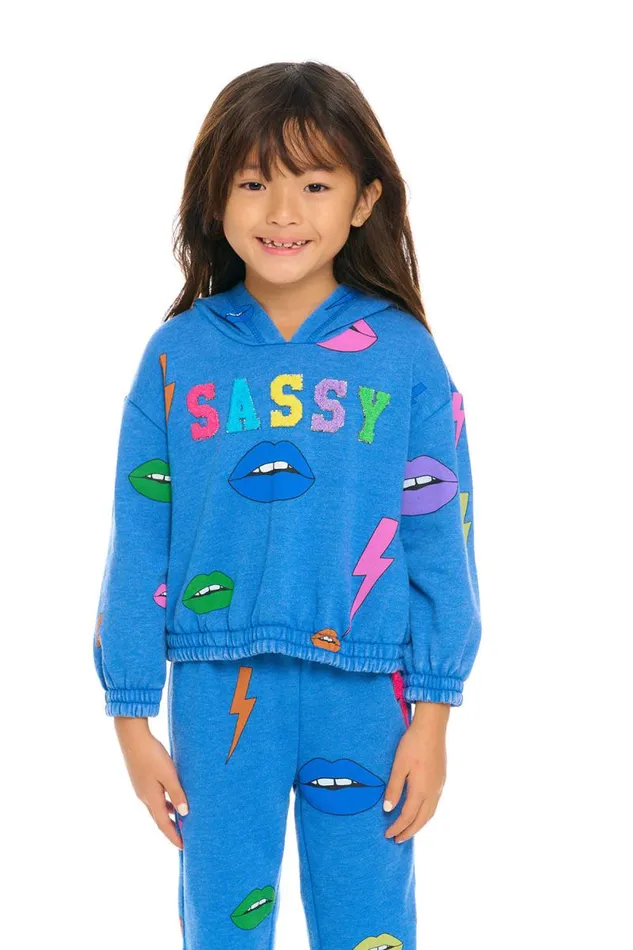 Kids Chaser Brand Girls Lips and Bolts Hoodie