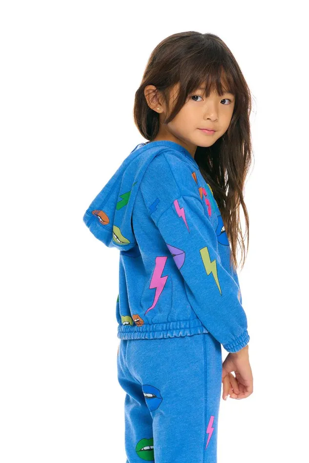 Kids Chaser Brand Girls Lips and Bolts Hoodie