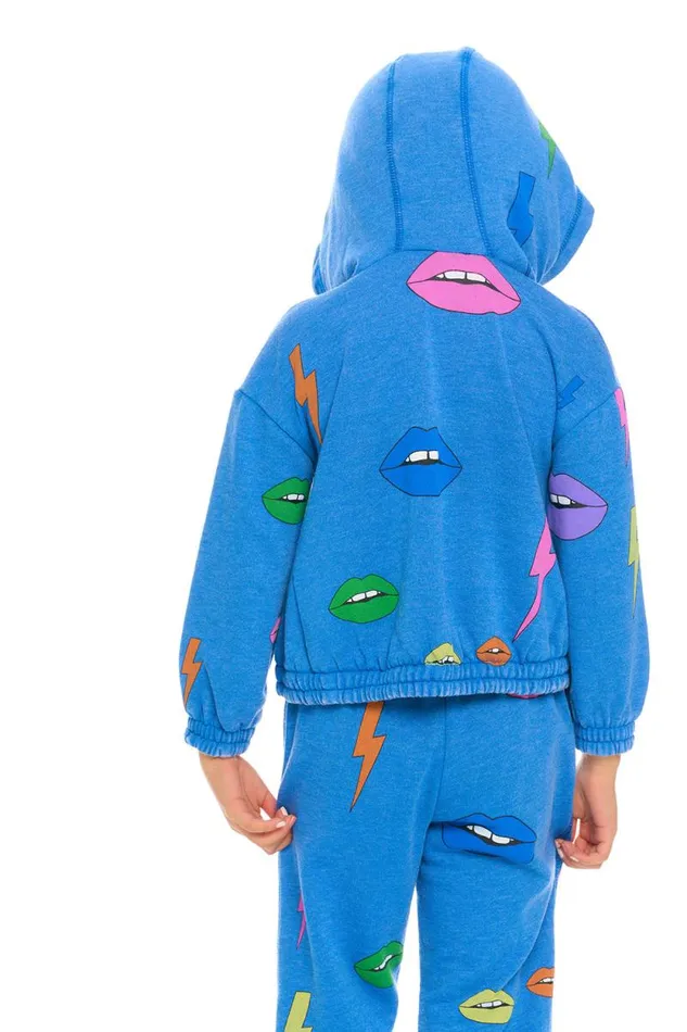 Kids Chaser Brand Girls Lips and Bolts Hoodie