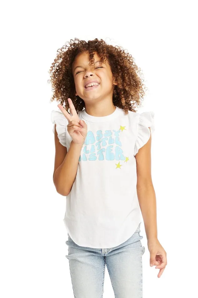 Kids Chaser Brand Girls Little Sister Flutter Sleeve Tee