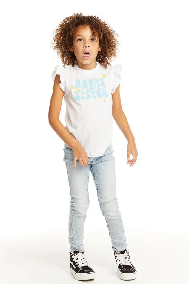Kids Chaser Brand Girls Little Sister Flutter Sleeve Tee