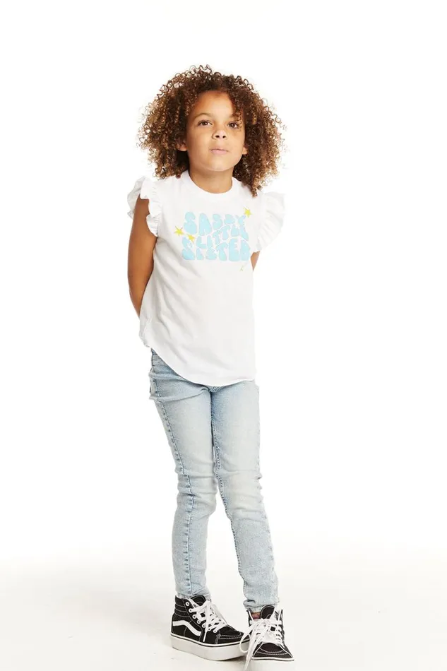 Kids Chaser Brand Girls Little Sister Flutter Sleeve Tee