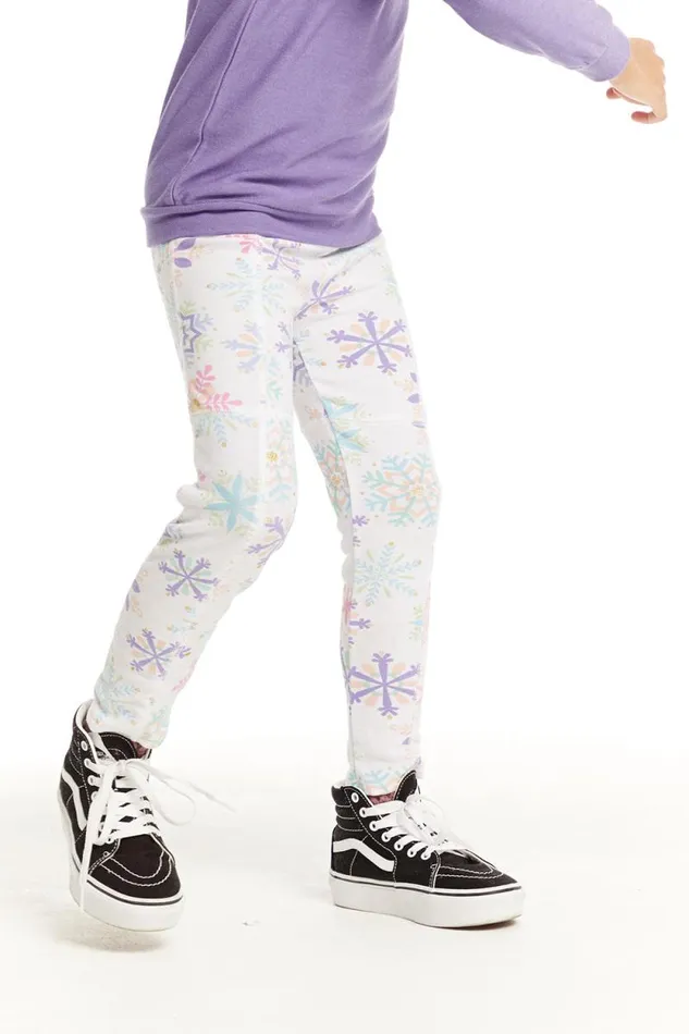 Kids Chaser Brand Girls Seamed Panel Snowflake Jogger