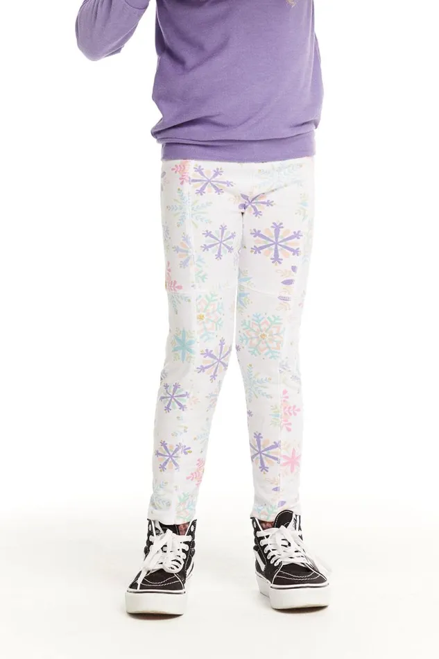 Kids Chaser Brand Girls Seamed Panel Snowflake Jogger