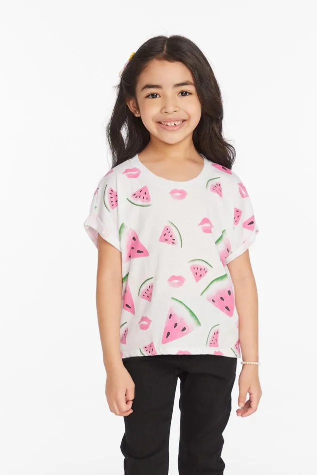 Kids Chaser Brand Girls Watermelon Lips Girls Tee