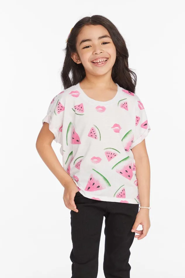 Kids Chaser Brand Girls Watermelon Lips Girls Tee