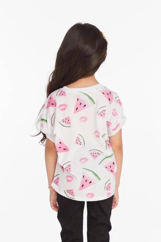 Kids Chaser Brand Girls Watermelon Lips Girls Tee