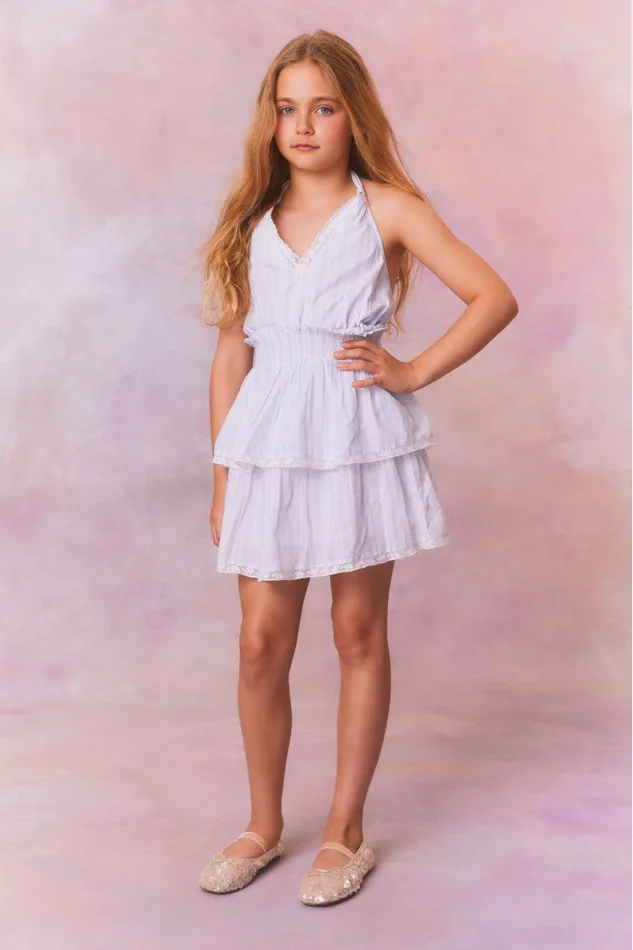 Kids LoveShackFancy Girls Girls Romille Stripe Dress Vintage Voyage