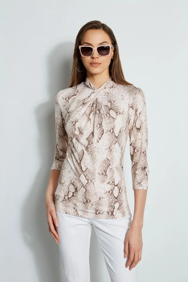 Knits and Sweaters Women Elie Tahari 34 Sleeve Python Print Twist Knit PRINT