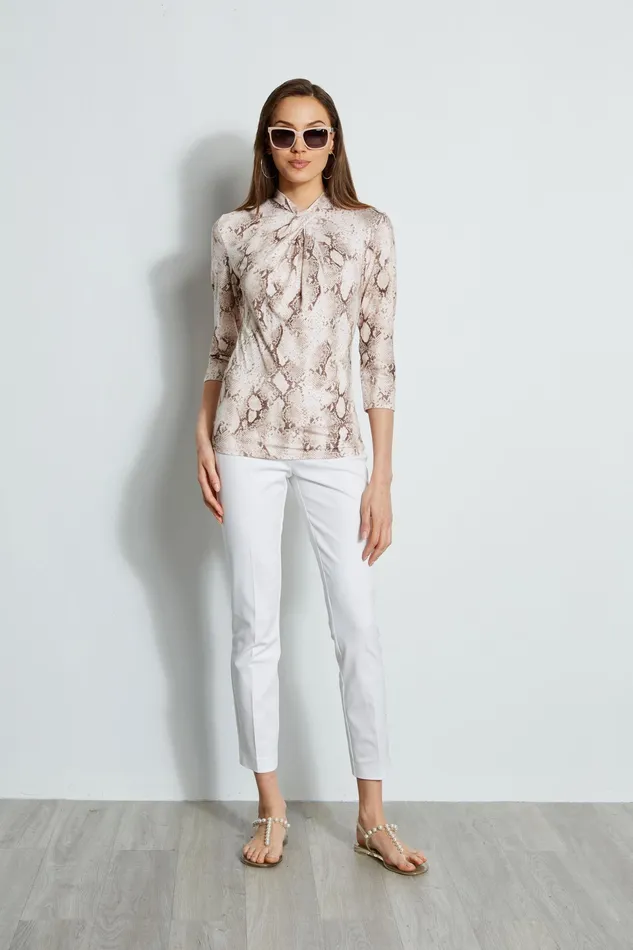 Knits and Sweaters Women Elie Tahari 34 Sleeve Python Print Twist Knit PRINT
