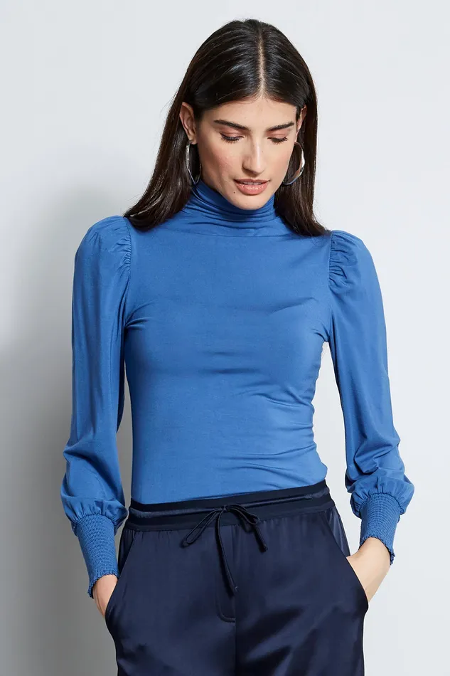 Knits and Sweaters Women Elie Tahari Smocked Turtleneck Knit SKYLARK