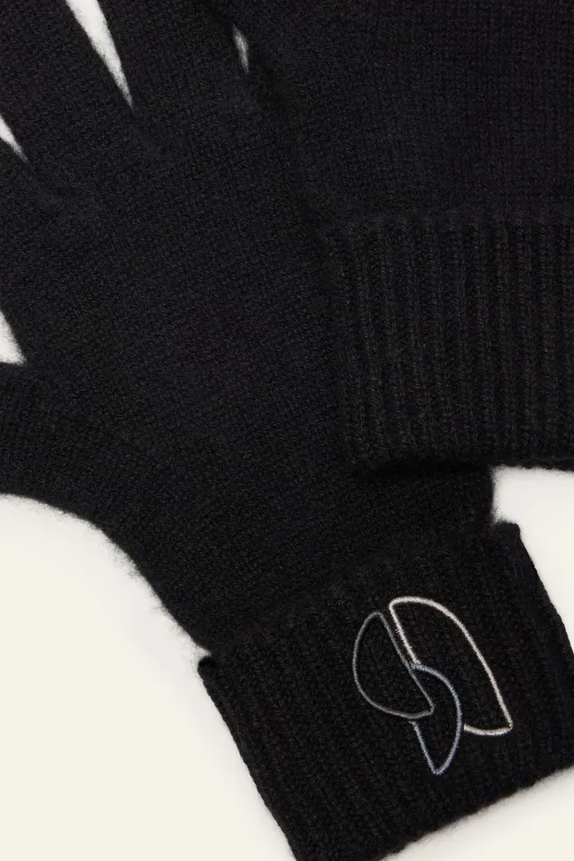 Knitted Gloves Cimon Black Women Baandsh Scarves and Beanies