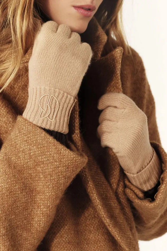 Knitted Gloves Cimon Black Women Baandsh Scarves and Beanies