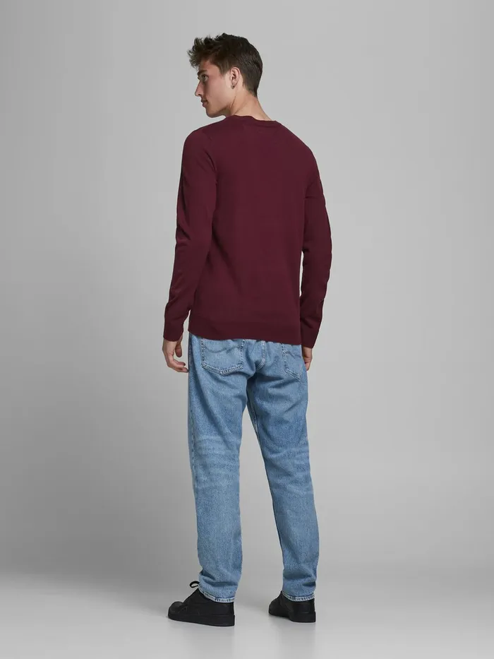 Knitwear JACK and JONES Mens CHRISTMAS JACQUARD KNITTED PULLOVER Red Fig Casaul