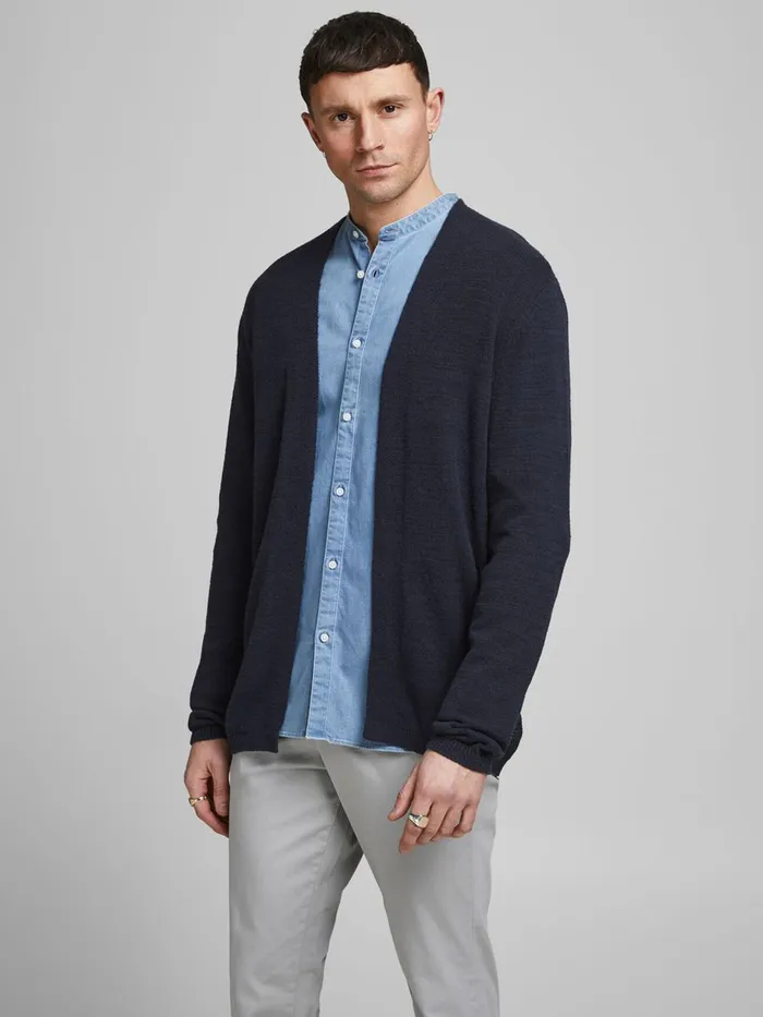 Knitwear JACK and JONES Mens OPEN FRONT CARDIGAN Blue New Navy Gift for Friend Knitwear JACK and JONES Mens OPEN FRONT CARDIGAN Blue New Navy Gift for Friend