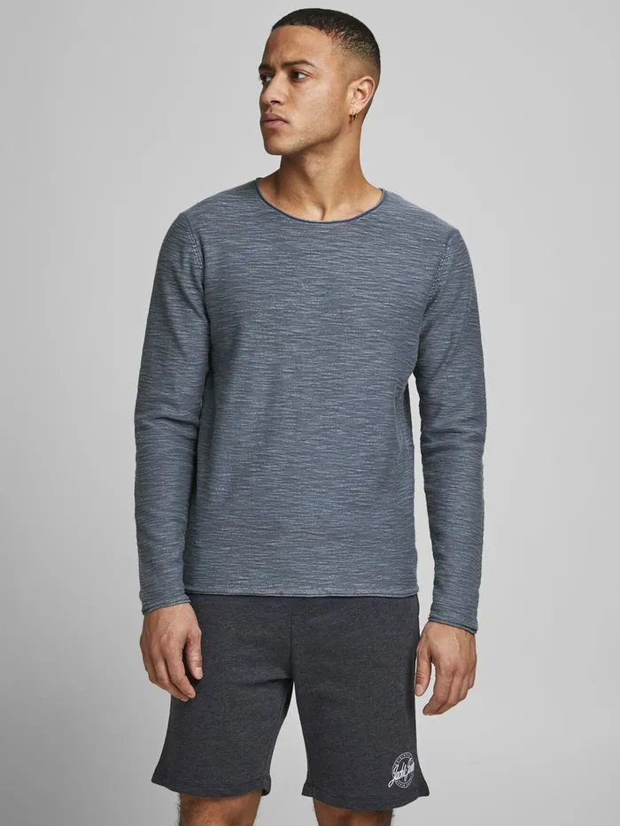 Knitwear JACK and JONES Mens ORGANIC COTTON KNITTED PULLOVER Blue Ensign Blue Casaul Knitwear JACK and JONES Mens ORGANIC COTTON KNITTED PULLOVER Blue Ensign Blue Casaul