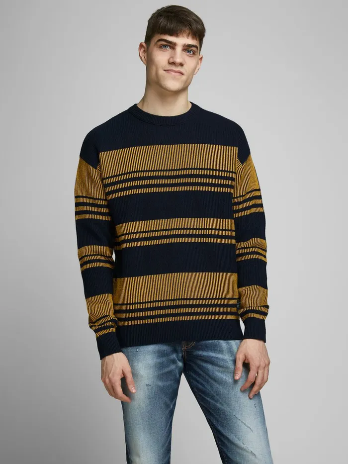 Knitwear JACK and JONES Mens ORGANIC COTTON KNITTED PULLOVER Yellow Sky Captain Gift 4 You Knitwear JACK and JONES Mens ORGANIC COTTON KNITTED PULLOVER Yellow Sky Captain Gift 4 You