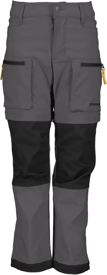 Kotten Kids039 ZippOff Pants Coal Black Kids Didriksons Waterproof Trousers