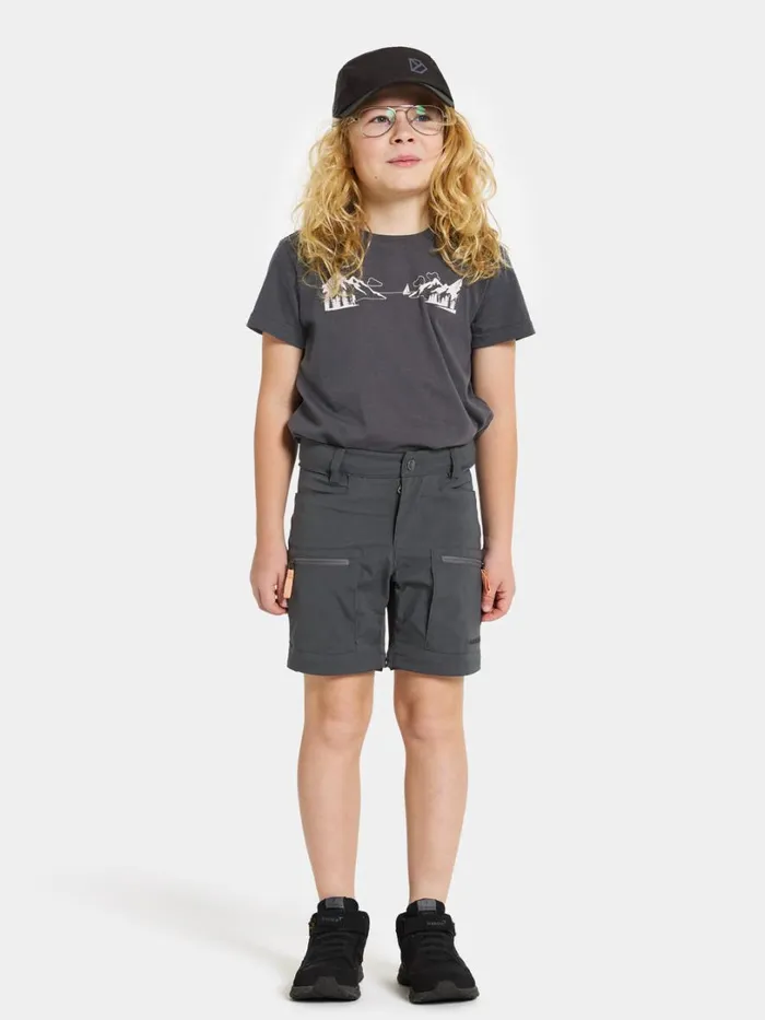 Kotten Kids039 ZippOff Pants Coal Black Kids Didriksons Waterproof Trousers