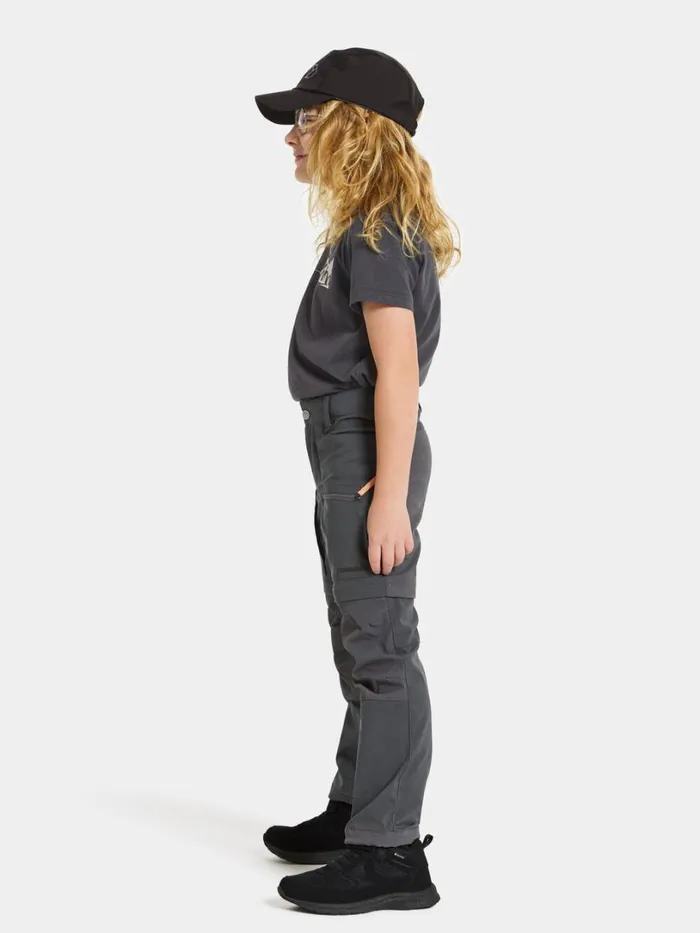 Kotten Kids039 ZippOff Pants Coal Black Kids Didriksons Waterproof Trousers