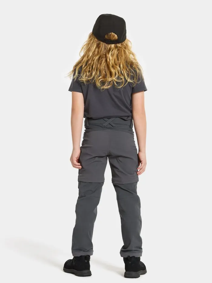 Kotten Kids039 ZippOff Pants Coal Black Kids Didriksons Waterproof Trousers