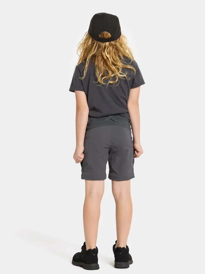 Kotten Kids039 ZippOff Pants Coal Black Kids Didriksons Waterproof Trousers