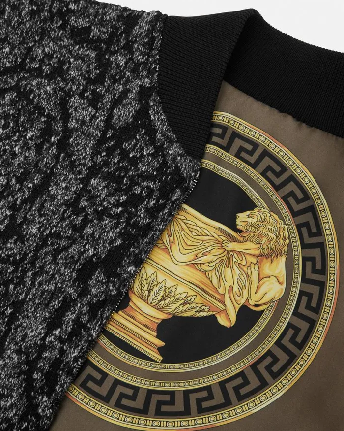 La Coupe Des Dieux Reversible Bomber Jacket Blacksilver Men Versace Knitwear