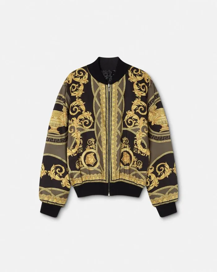 La Coupe Des Dieux Reversible Bomber Jacket Blacksilver Men Versace Knitwear