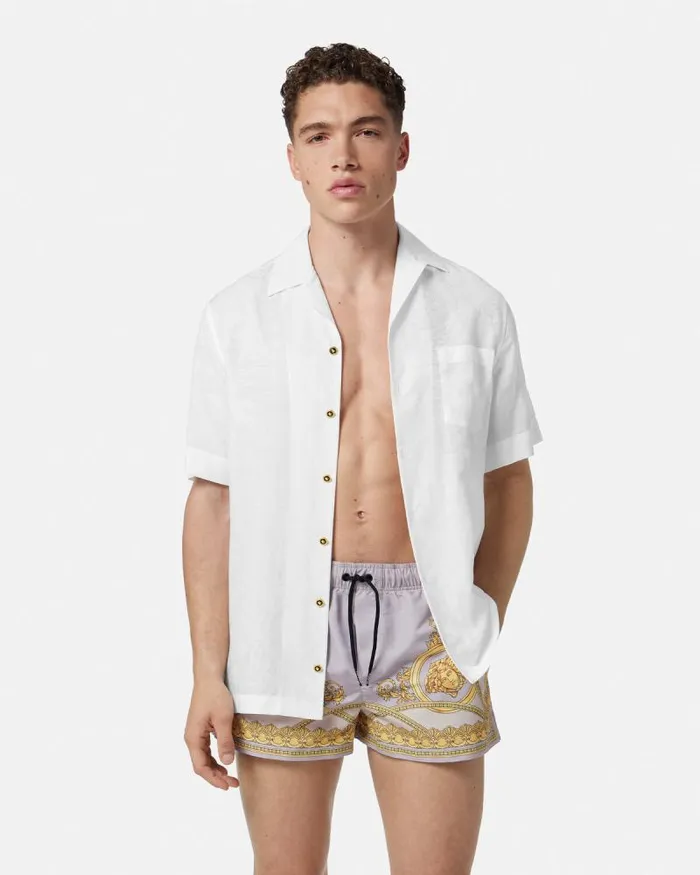La Coupe Des Dieux Swim Shorts Grayprint Men Versace Swimwear