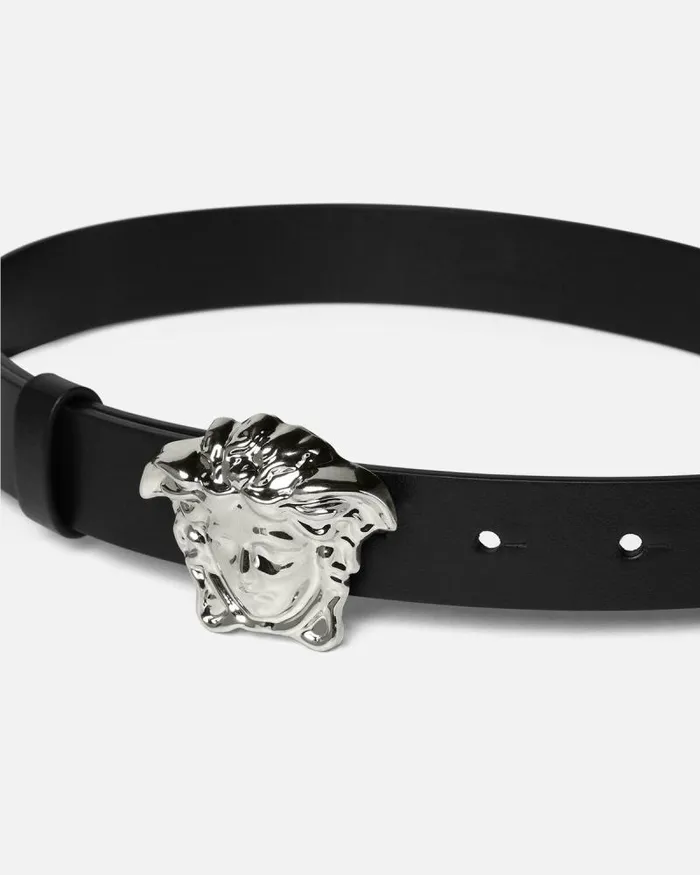 La Medusa Kids Leather Belt 25 Cm Blacksilver Children Versace Accessories