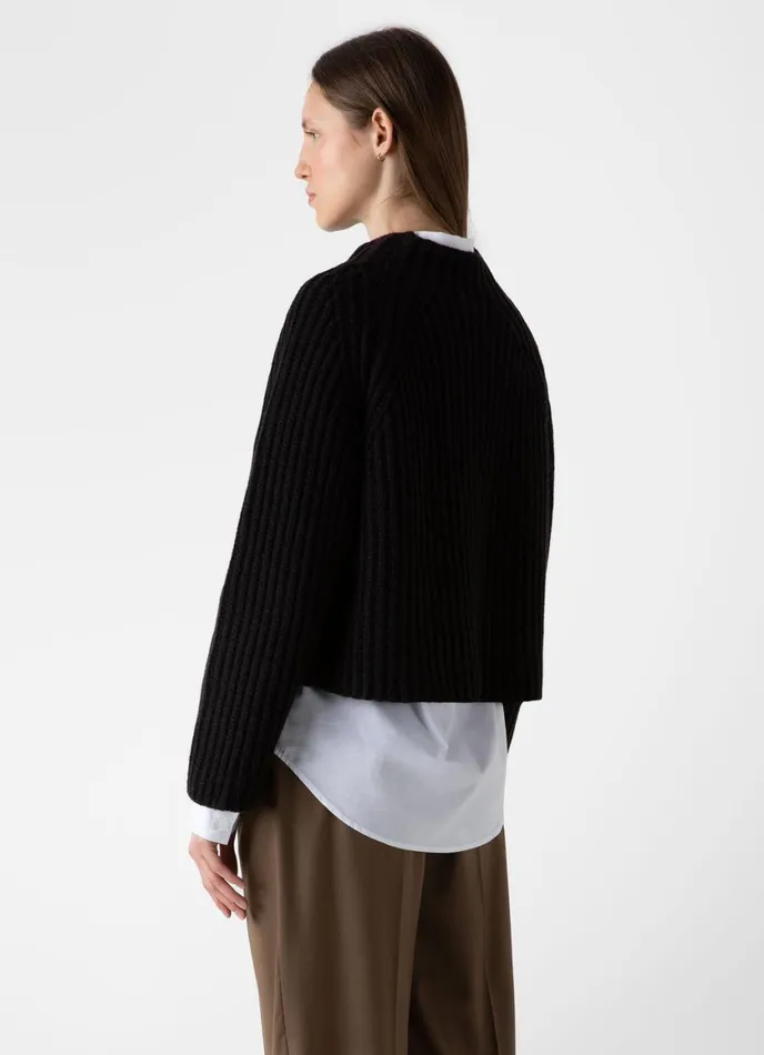 Lambswool Chunky Funnel Neck Jumper Coffee Twist Women SUNSPEL Knitwear