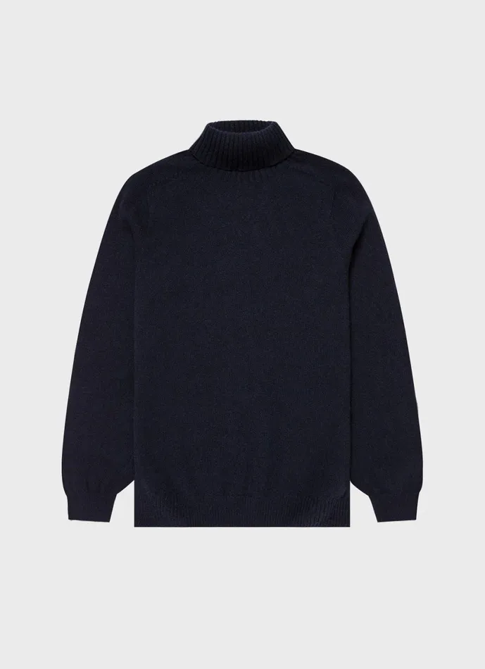 Lambswool Roll Neck Dark Navy Mouline Men SUNSPEL Knitwear