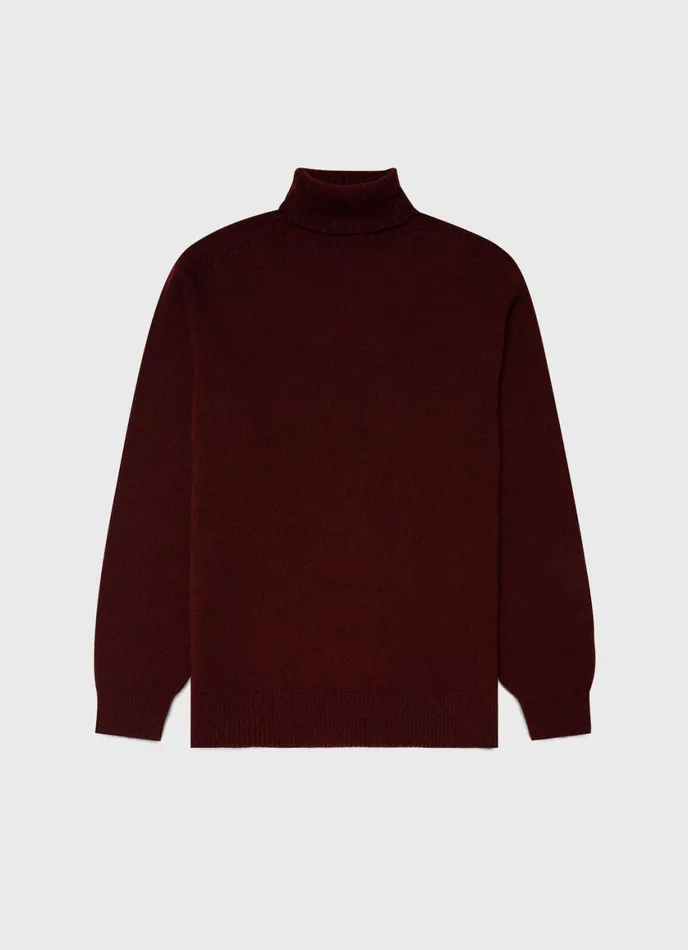 Lambswool Roll Neck Maroon Men SUNSPEL Knitwear