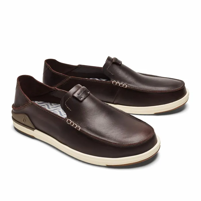 Leather Men Olukai Kkaha Leather SlipOn Shoes 8211 Dark Java