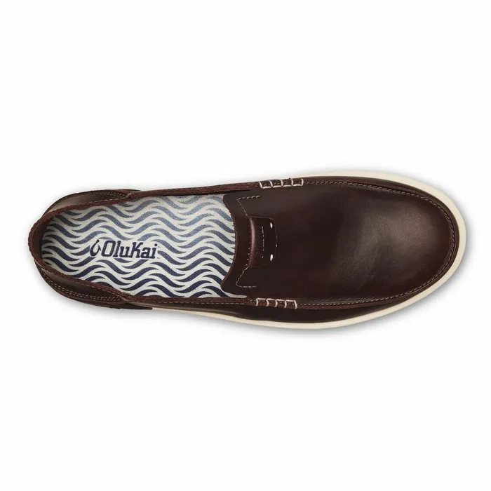 Leather Men Olukai Kkaha Leather SlipOn Shoes 8211 Dark Java