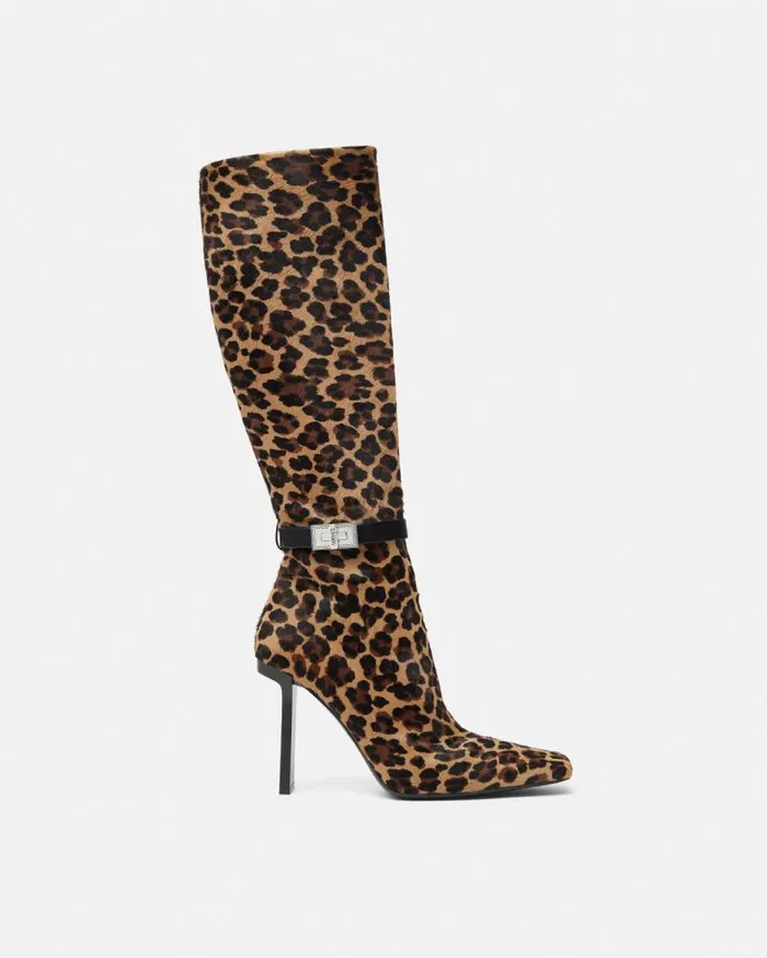 Leopard Slice KneeHigh Boots 105 Mm Animalier Women Versace Boots