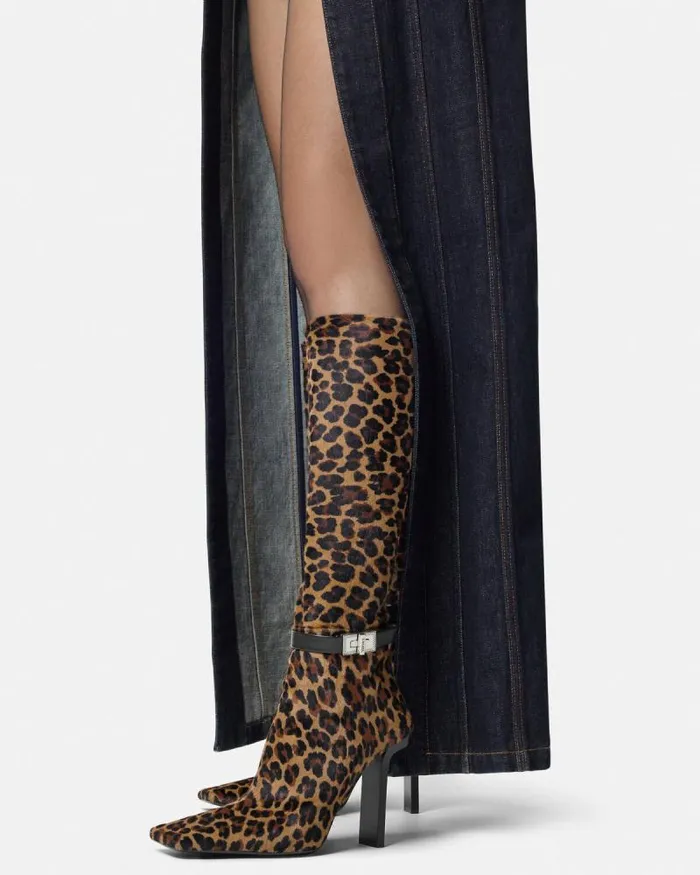 Leopard Slice KneeHigh Boots 105 Mm Animalier Women Versace Boots