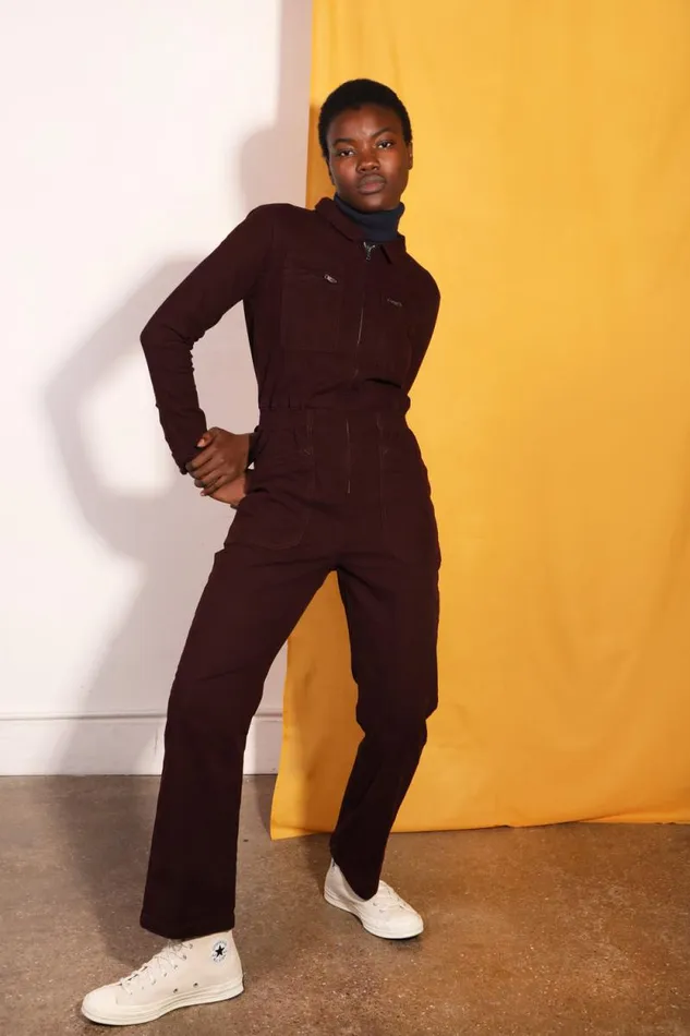 LF Markey One Pieces Women Danny Stretch Canvas Boilersuit Plum