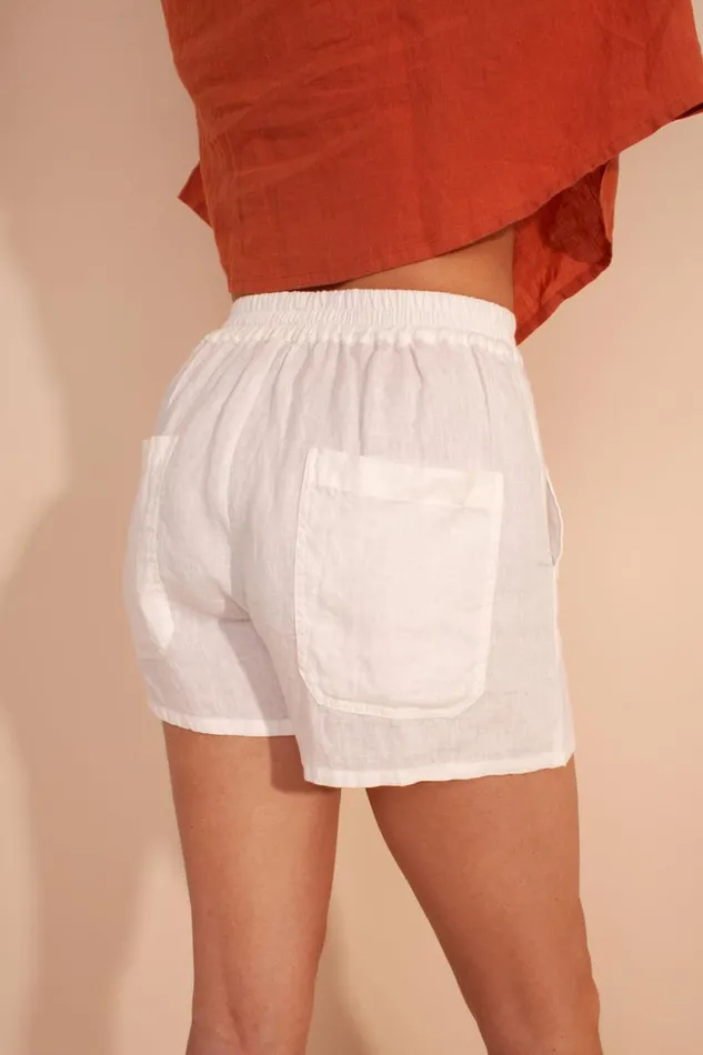 LF Markey Shorts Women Basic Linen Shorts Ivory